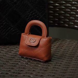 Mini Quilted Top Handle Bag Charm with Chain | Tiny Crossbody Pouch